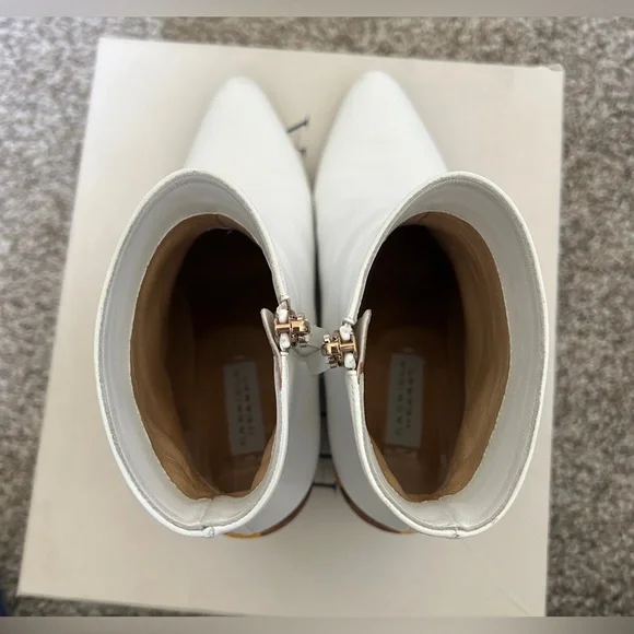 Gabriela Hearst white Tito boot with rainbow block heel